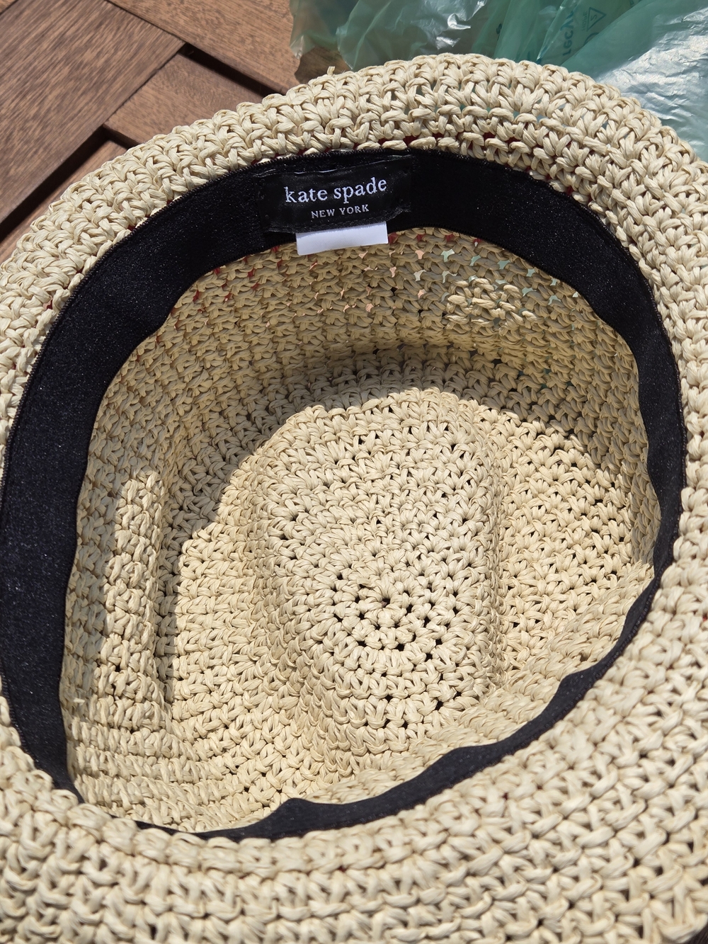 kate spade Natural Straw Hat with Pink and Red Ribbon - Picture 4 of 4